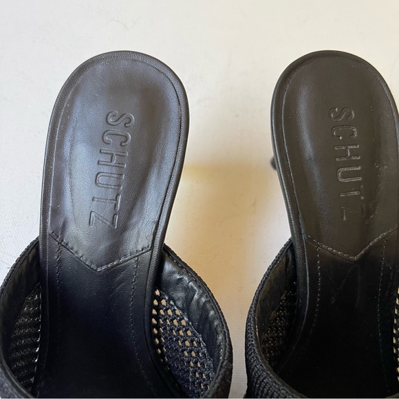 Schutz SINARA KNIT SANDAL Black Heels Leather Size 7.5 - Picture 7 of 9